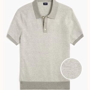 Men’s J.Crew Birds Eye Cotton Heather gray sweater polo NEW Size Large L Shirt